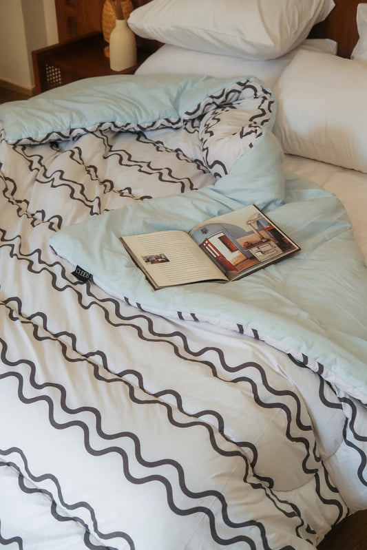 Zigzag x Baby Blue Fiber Duvet